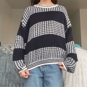 SHEIN Navy and White Knit Sweater